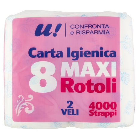 8 Maxi Rotoli Carta Igienica 2 Veli U! Confronta e Risparmia